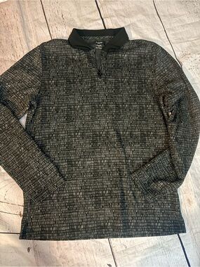 Alfani Men's Black and Gray Quarter-Zip Patterned long sleeve medium